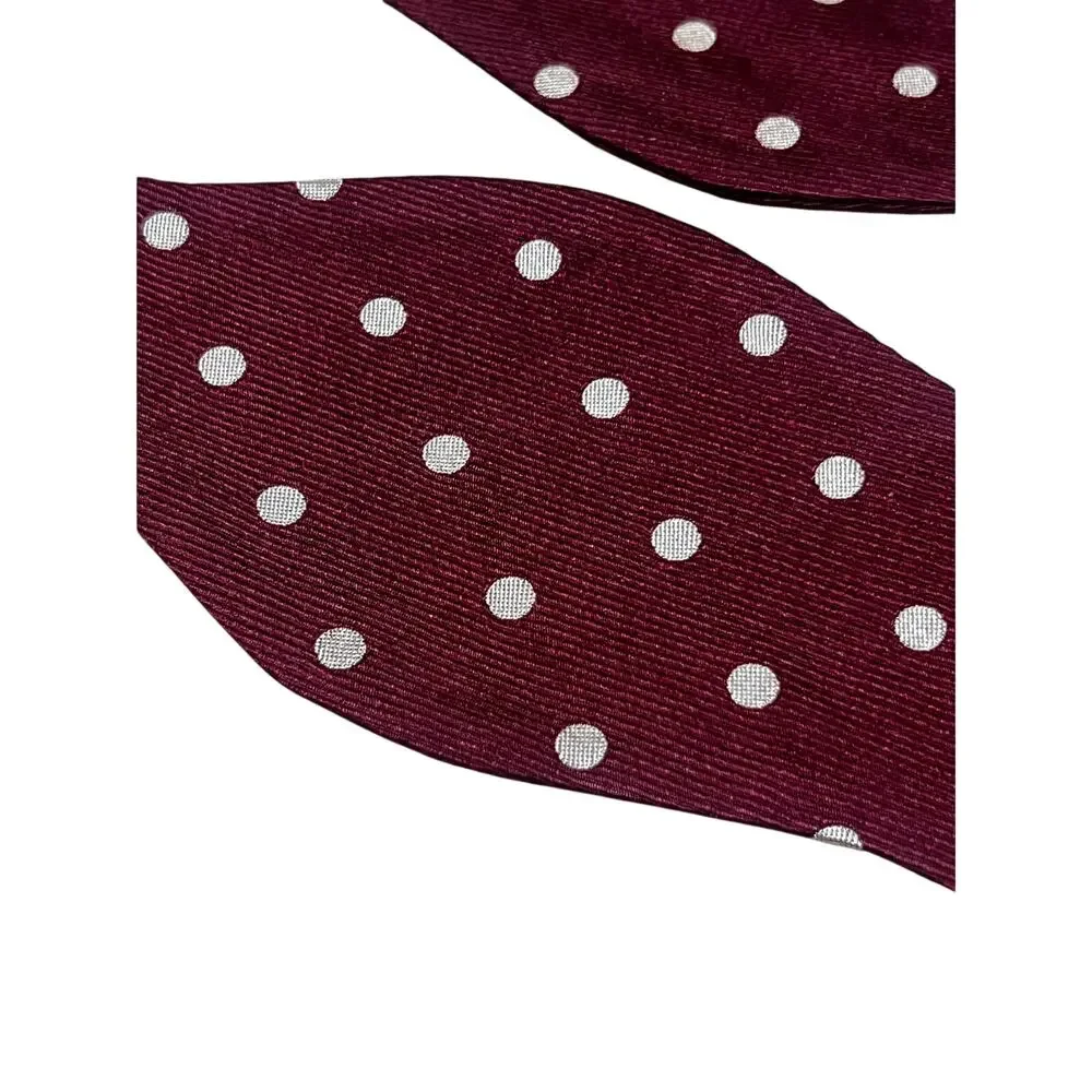Tommy Hilfiger Burgundy White 100% Silk Bow Tie Adjustable 13 3/4 - 18